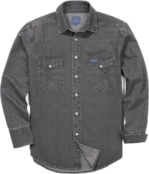 HISEA Men's Denim Shirt Long Sleeve Work Shirt Mens Regular Fit Button Down Shirts Cotton Work Shirts Washed Finish