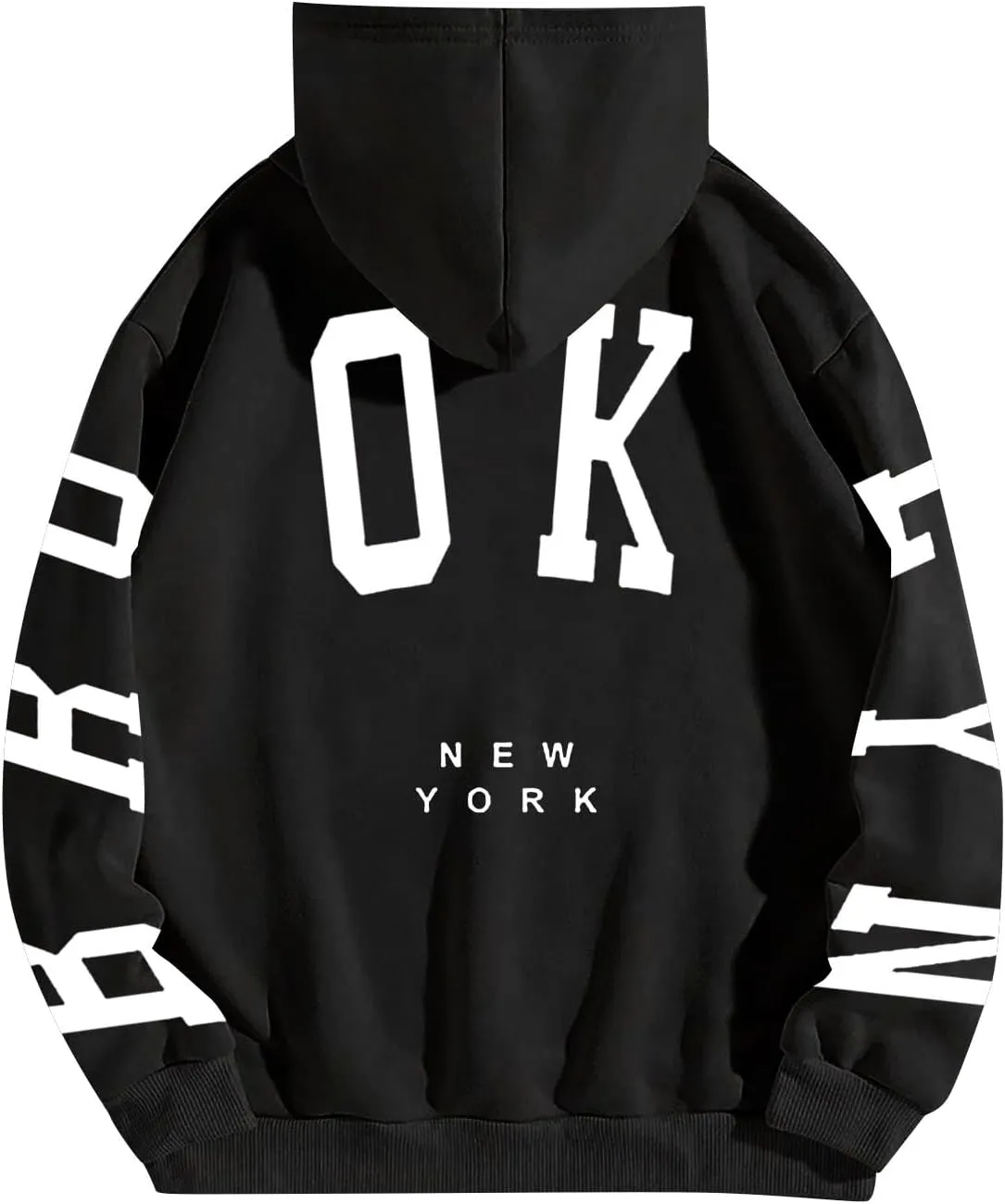 Hoodie Women Long Sleeve Sweatshirts New York U.S.A. Printed Hoodie Pocket Drop Shoulder Pullovers Top