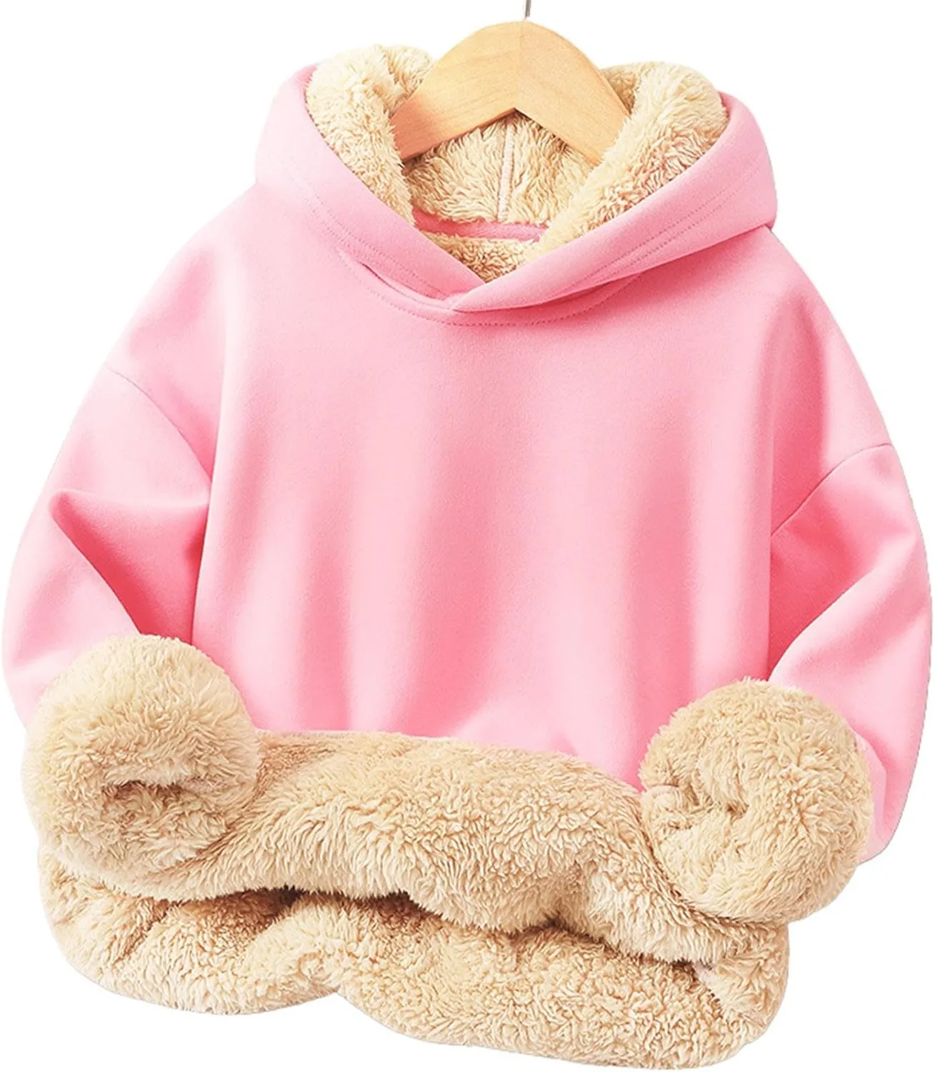 Hoodies for Teens Sherpa Long Sleeve Fleece Fall Winter Warm Sweatshirts Thickening Tops Hooded Sweatshirts