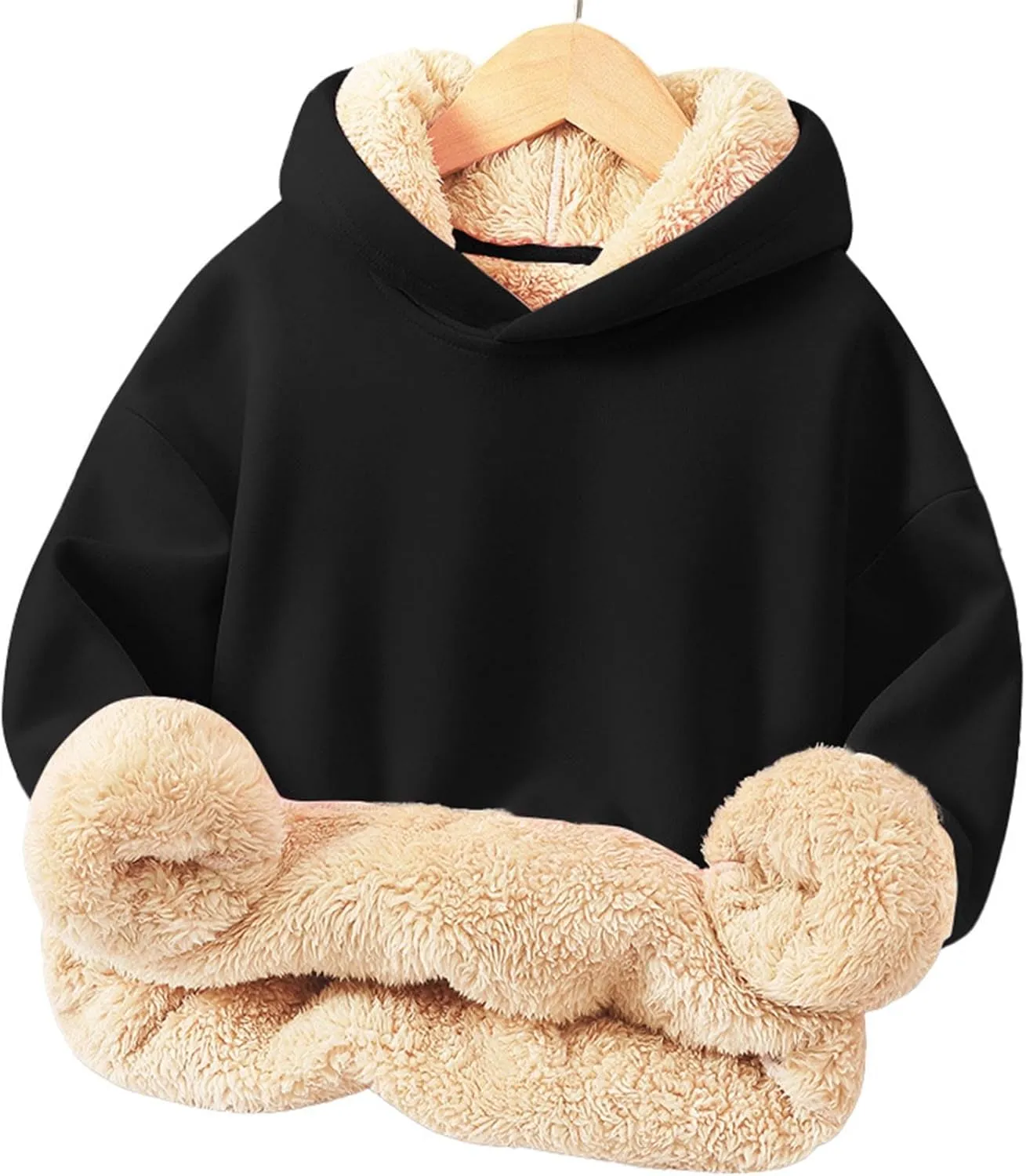 Hoodies for Teens Sherpa Long Sleeve Fleece Fall Winter Warm Sweatshirts Thickening Tops Hooded Sweatshirts