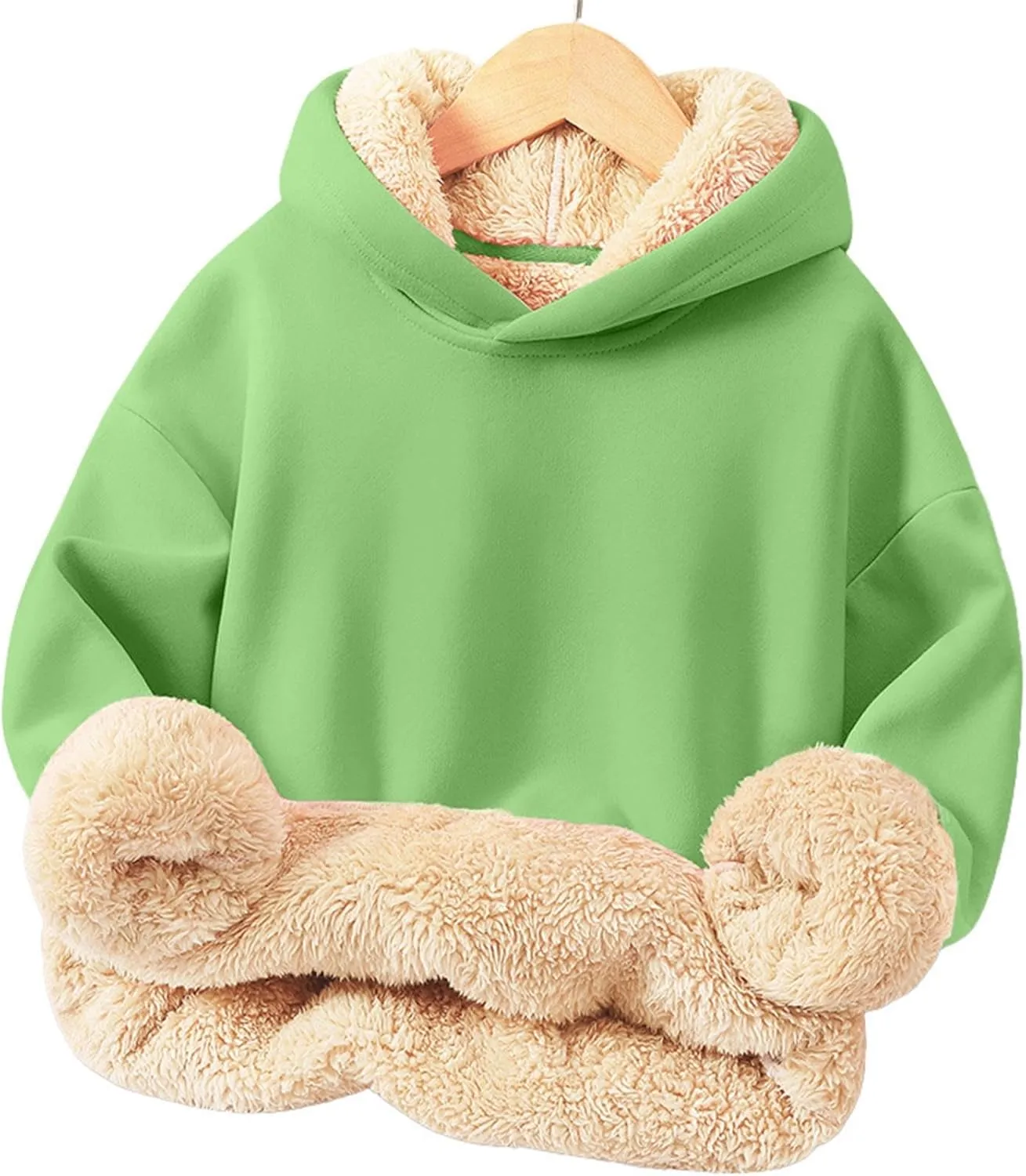 Hoodies for Teens Sherpa Long Sleeve Fleece Fall Winter Warm Sweatshirts Thickening Tops Hooded Sweatshirts
