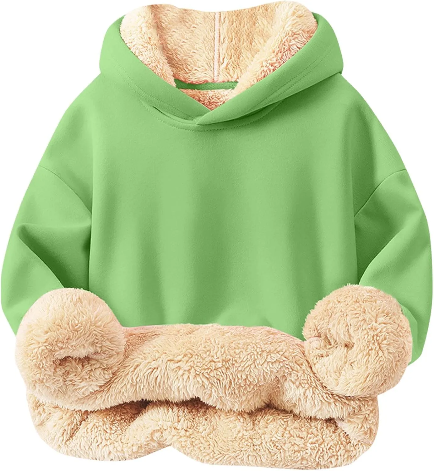 Hoodies for Teens Sherpa Long Sleeve Fleece Fall Winter Warm Sweatshirts Thickening Tops Hooded Sweatshirts