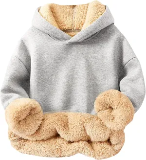 Hoodies for Teens Sherpa Long Sleeve Fleece Fall Winter Warm Sweatshirts Thickening Tops Hooded Sweatshirts
