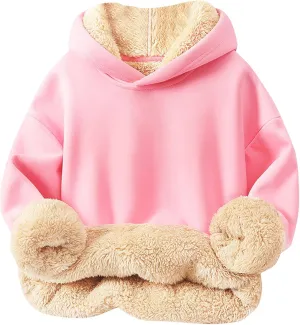 Hoodies for Teens Sherpa Long Sleeve Fleece Fall Winter Warm Sweatshirts Thickening Tops Hooded Sweatshirts