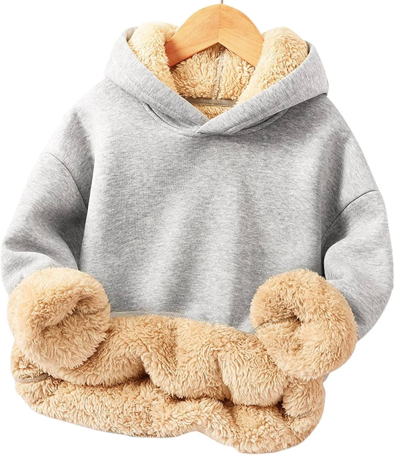 Hoodies for Teens Sherpa Long Sleeve Fleece Fall Winter Warm Sweatshirts Thickening Tops Hooded Sweatshirts