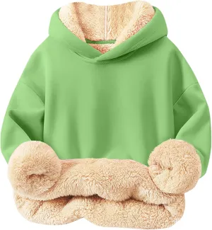 Hoodies for Teens Sherpa Long Sleeve Fleece Fall Winter Warm Sweatshirts Thickening Tops Hooded Sweatshirts