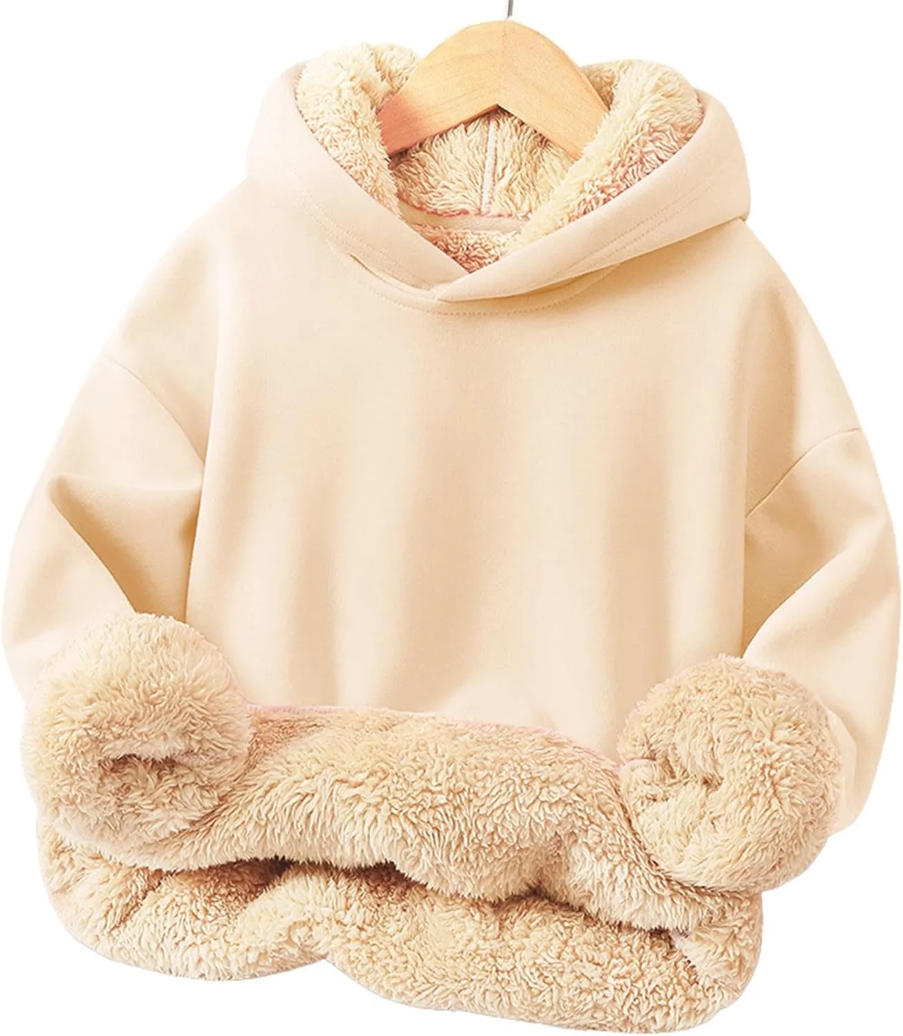 Hoodies for Teens Sherpa Long Sleeve Fleece Fall Winter Warm Sweatshirts Thickening Tops Hooded Sweatshirts
