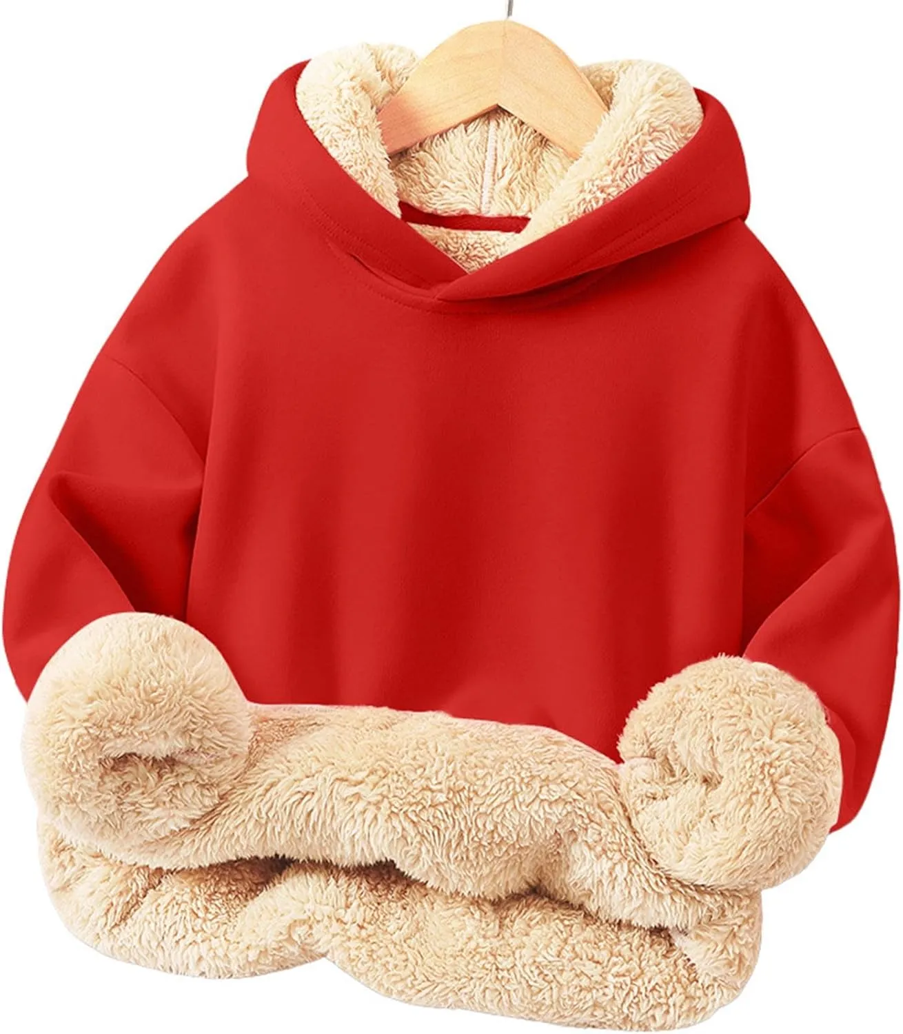 Hoodies for Teens Sherpa Long Sleeve Fleece Fall Winter Warm Sweatshirts Thickening Tops Hooded Sweatshirts