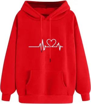 Hoodies for Women Long Sleeve Oversized Warm Sweatshirt Casual Crewneck Hooded Pullover Drawstring Winter T-Shirt