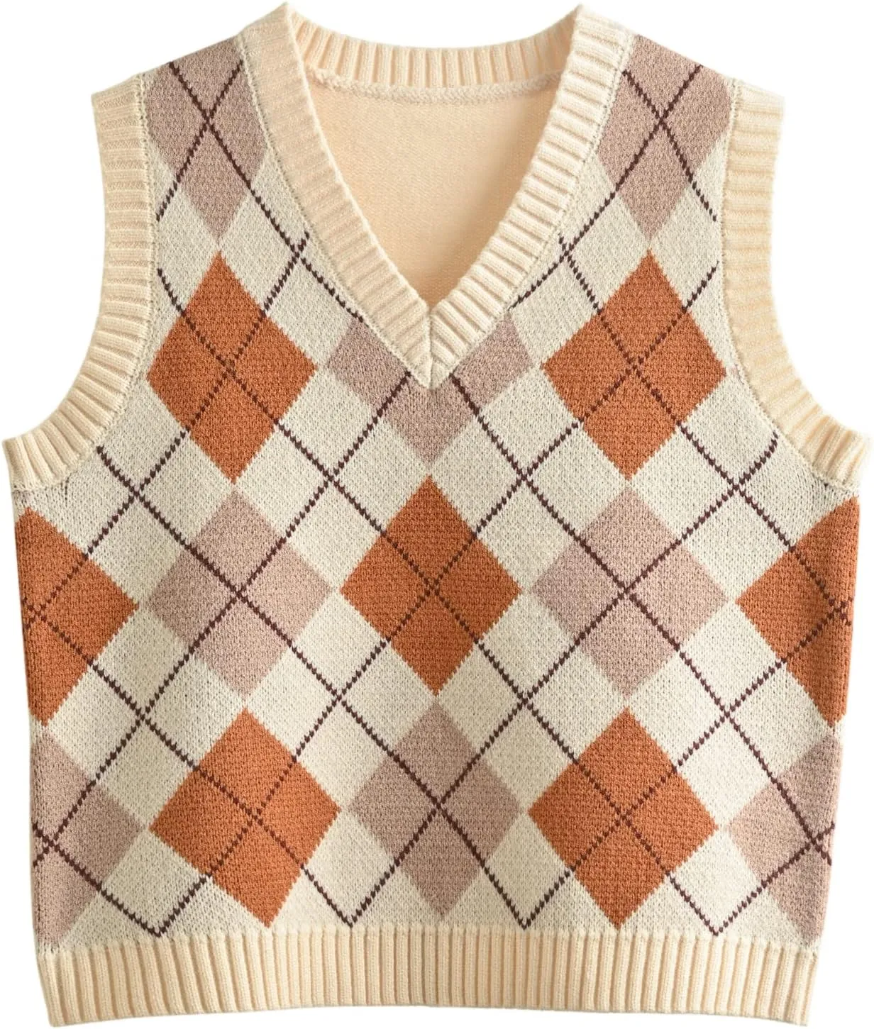 Hyipels Women's Sweater Vest,Y2K Sleeveless Pattern Preppy Style Knitted Crop Tank Top for Girl