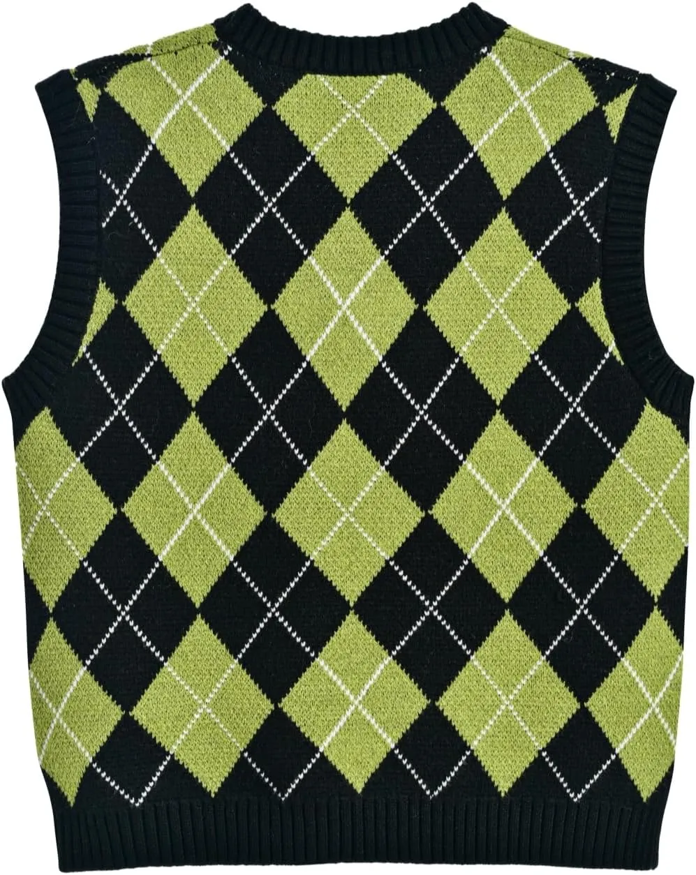 Hyipels Women's Sweater Vest,Y2K Sleeveless Pattern Preppy Style Knitted Crop Tank Top for Girl