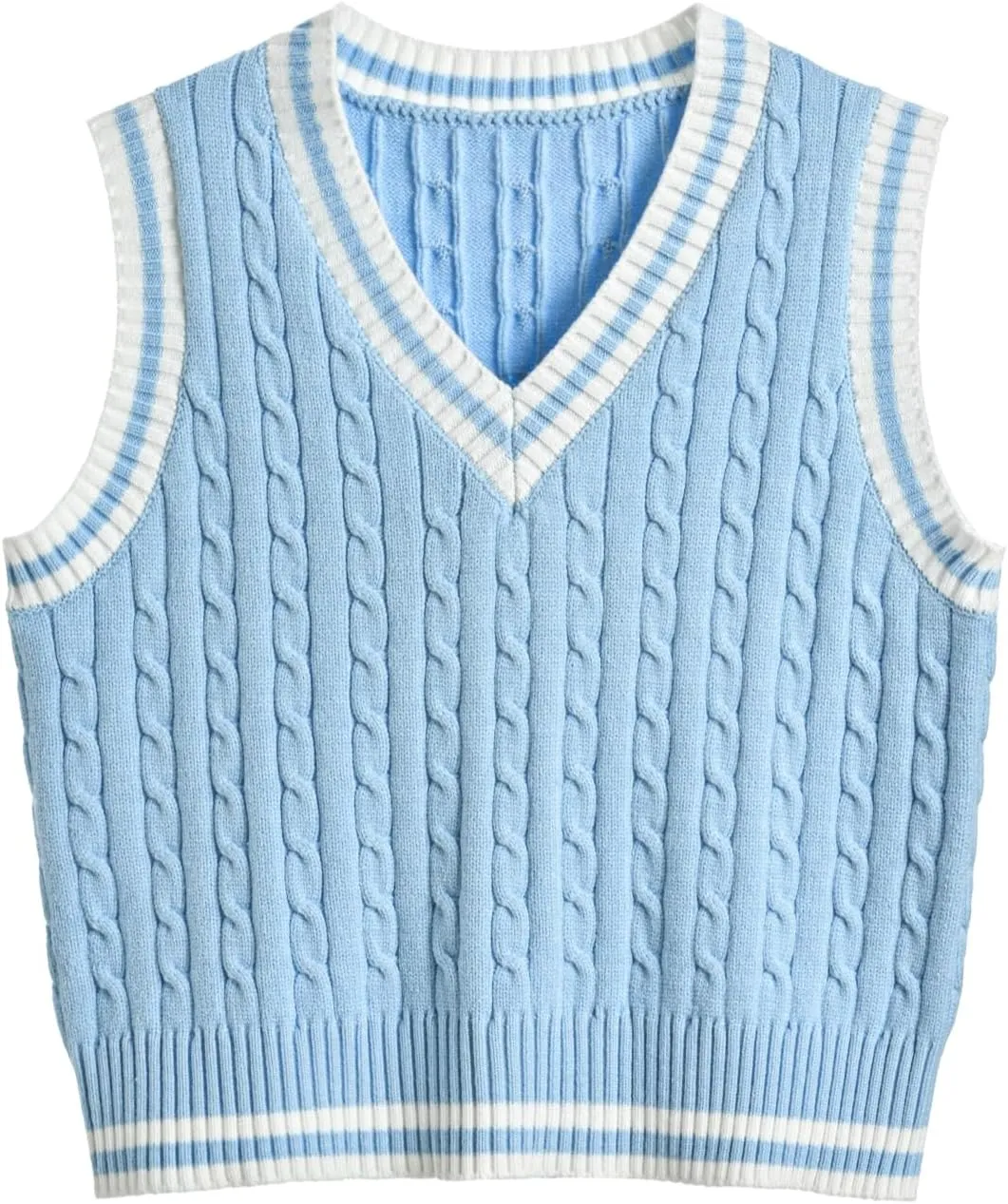 Hyipels Women's Sweater Vest,Y2K Sleeveless Pattern Preppy Style Knitted Crop Tank Top for Girl