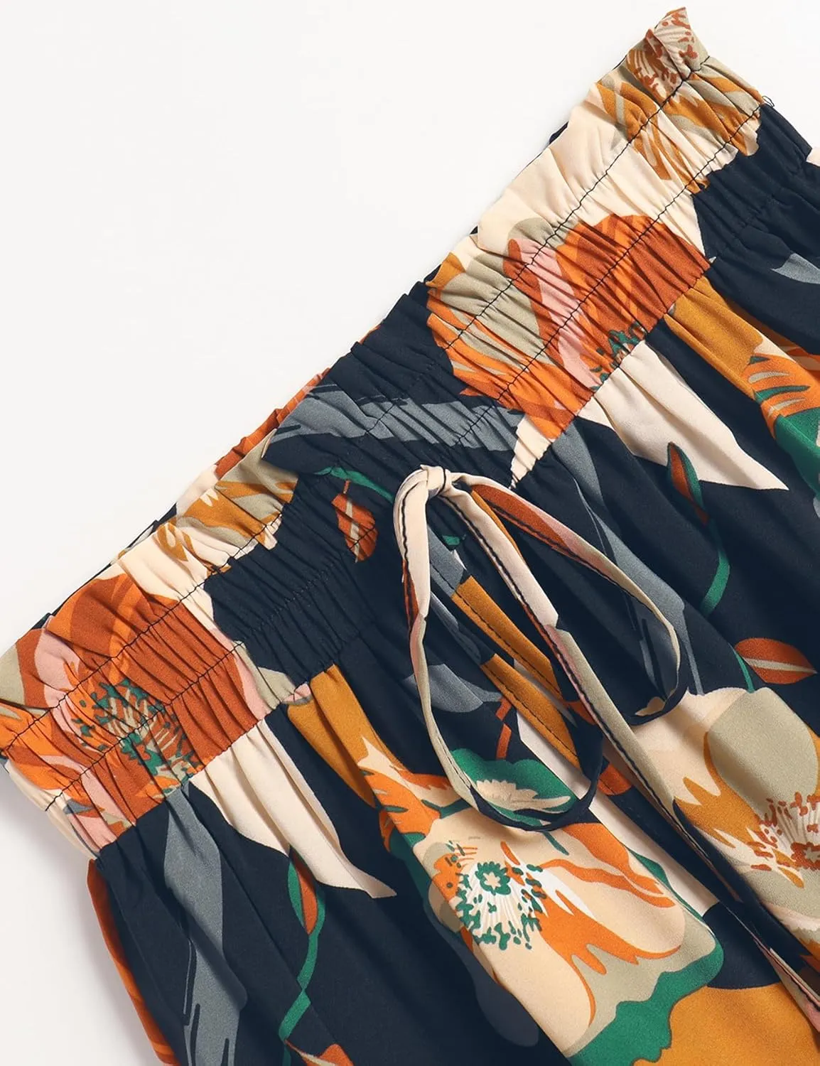 IDEALSANXUN Floral Skirts for Women Trendy Spring Summer Casual Flowy A Line Tiered Elastic High Waisted Boho Midi Skirt