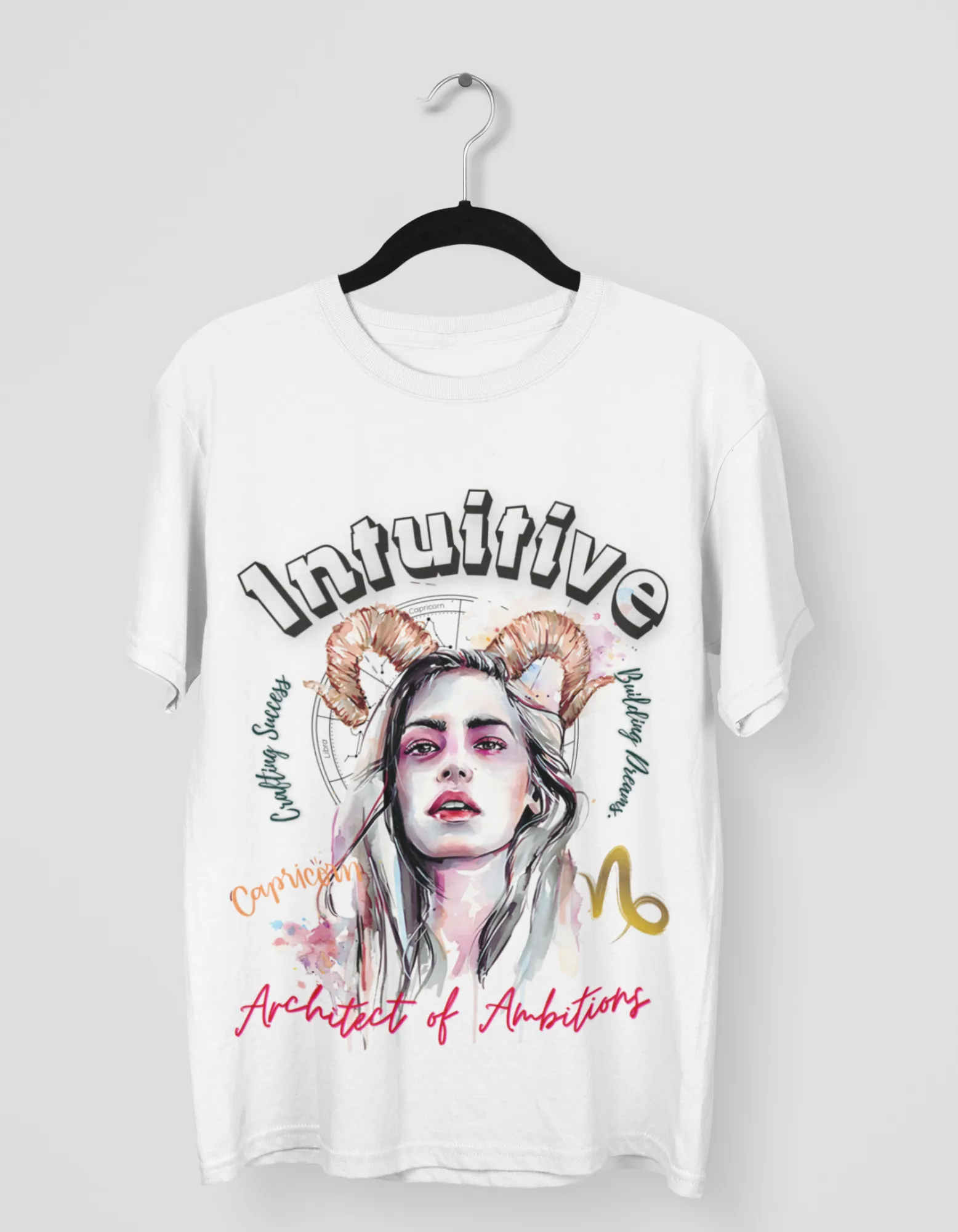 Intuitive Capricorn Graphic Printed Oversized T-Shirt For Women
