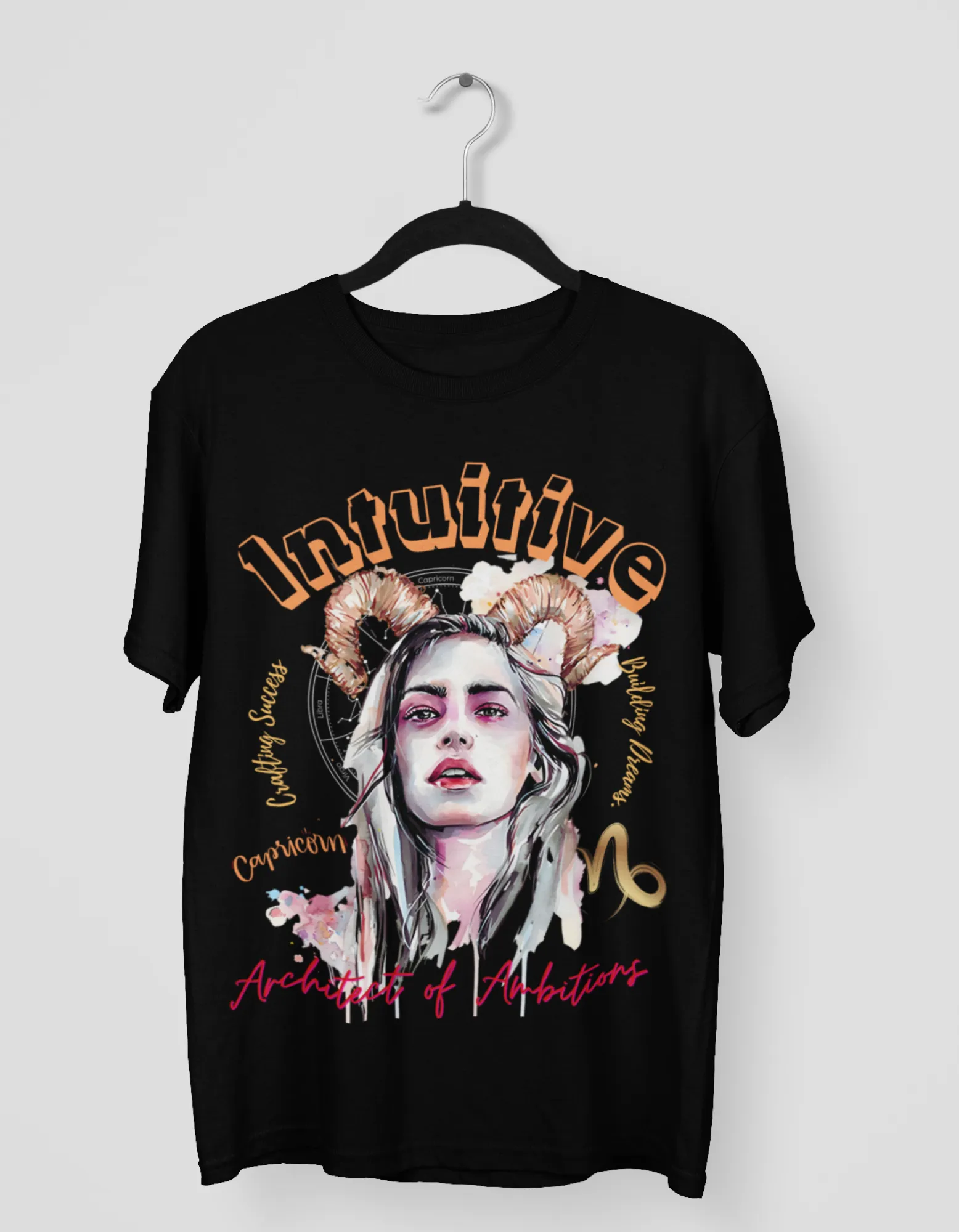 Intuitive Capricorn Graphic Printed Oversized T-Shirt For Women