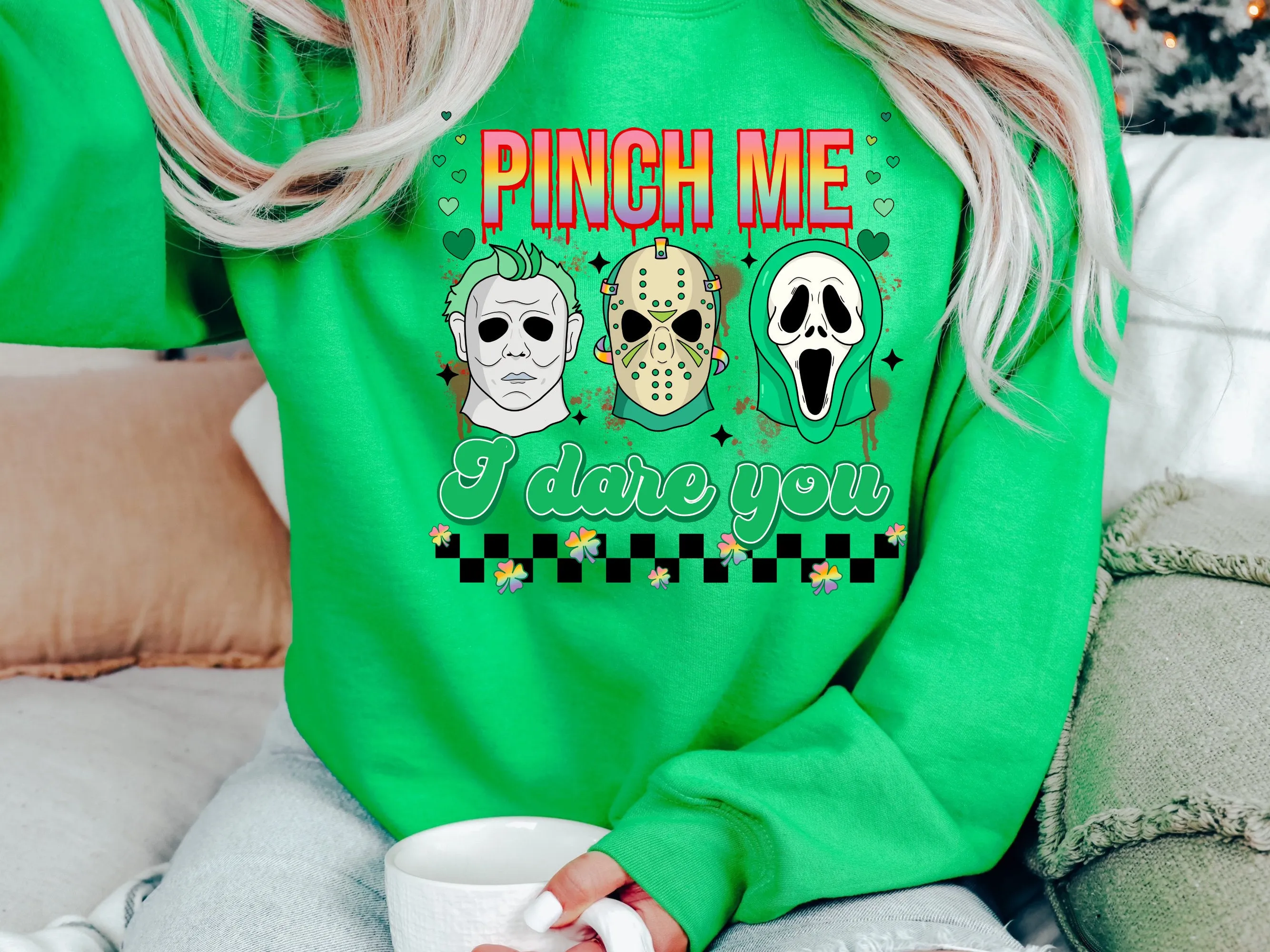 Irish Sweatshirt Pinch Lucky Sweatshirt Shamrock Sweatshirt Irish Sweater Irish Sweater Women Stpatricks Stpatrick Michael Myers