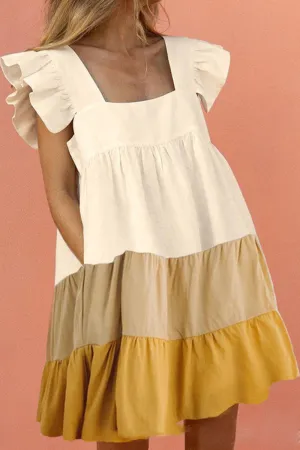 Ivyshape | Casual Square Collar Ruffle Sleeves Dress