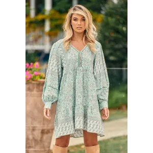 JAASE Mint Paisley Print Leo Mini Dress