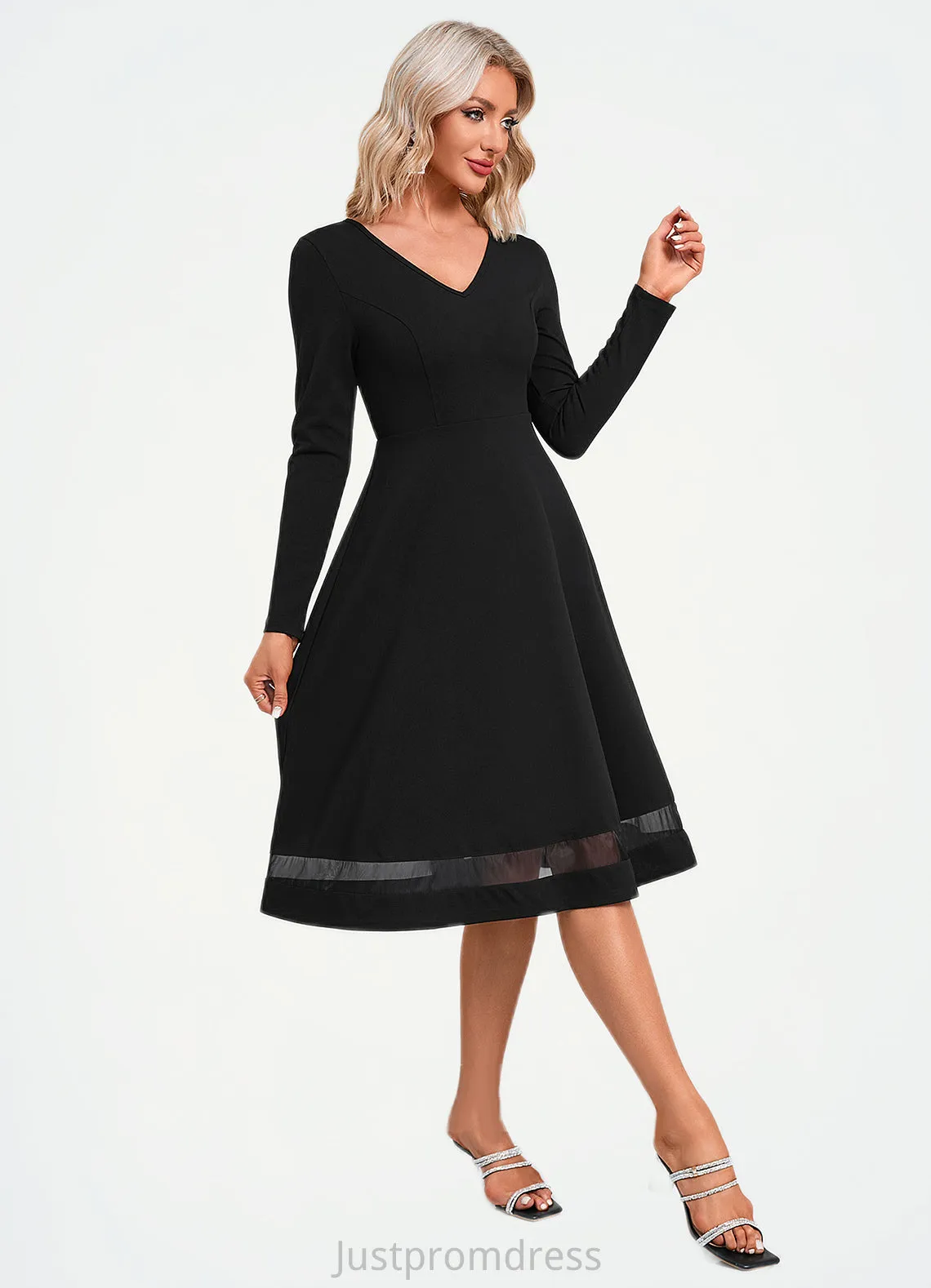 Jacey V-Neck Elegant A-line Polyester Midi Dresses HHP0022403