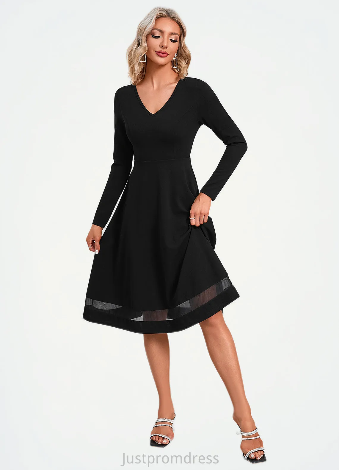 Jacey V-Neck Elegant A-line Polyester Midi Dresses HHP0022403