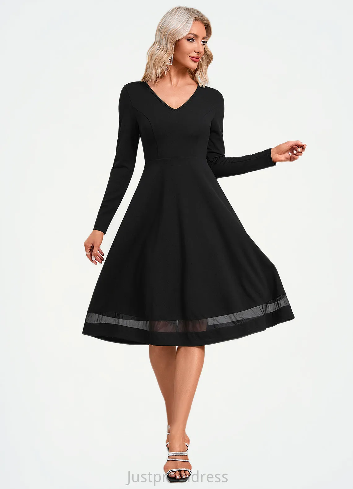 Jacey V-Neck Elegant A-line Polyester Midi Dresses HHP0022403