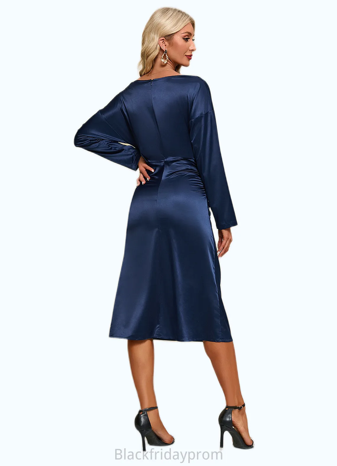 Jamiya Halter Elegant Sheath/Column Satin Midi Dresses BF2P0022425