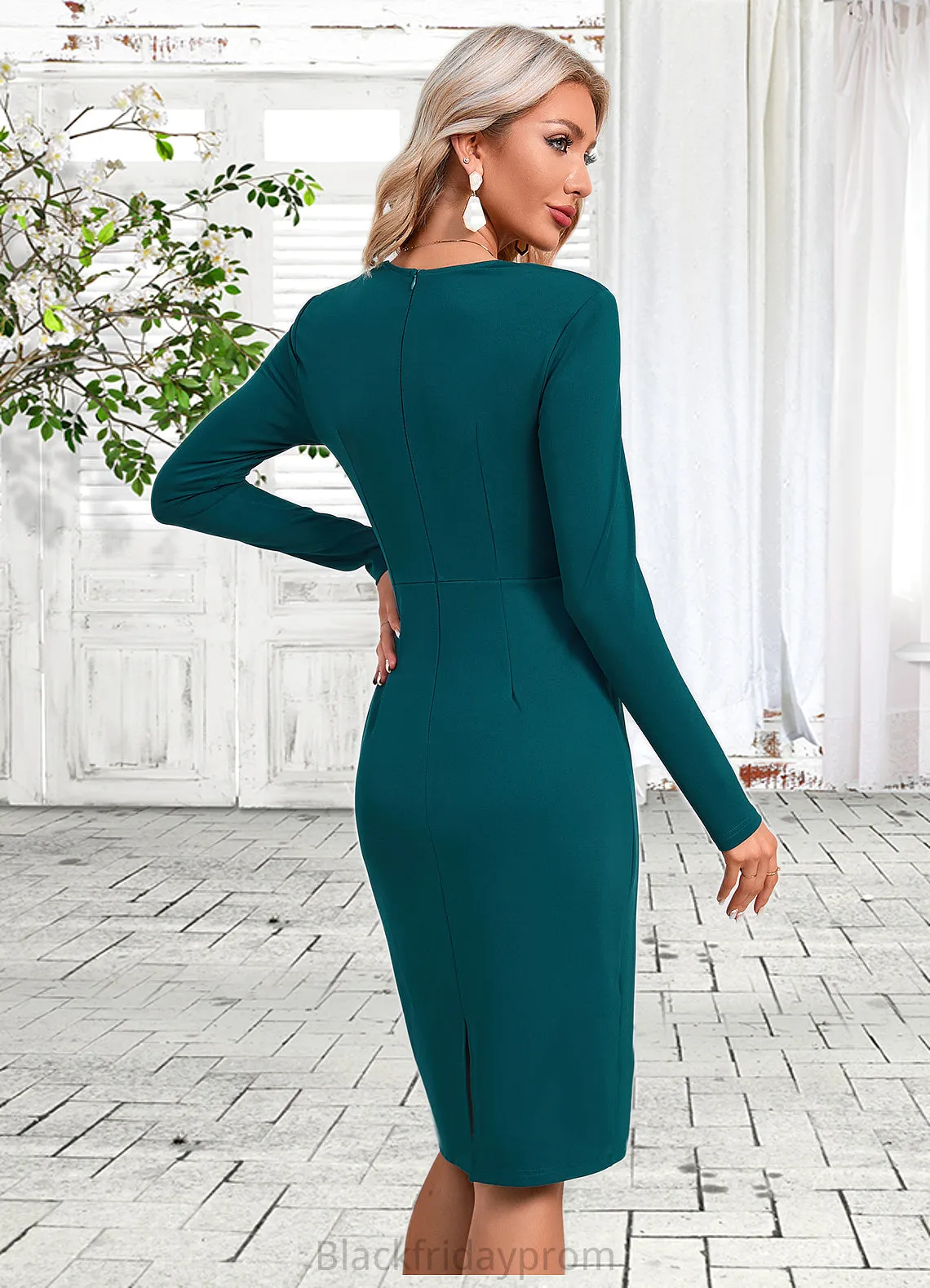 Jamiya Square Elegant Sheath/Column Polyester Midi Dresses BF2P0022467