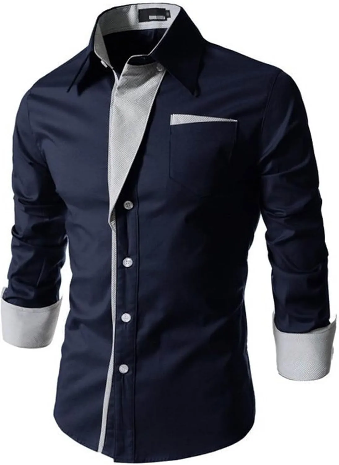 JEShifangjiusu Men's Casual Long Sleeve Button-Down Shirts Slim Fit Beach Yoga Fashion Shirts Cotton Dress Shirt with Pocket