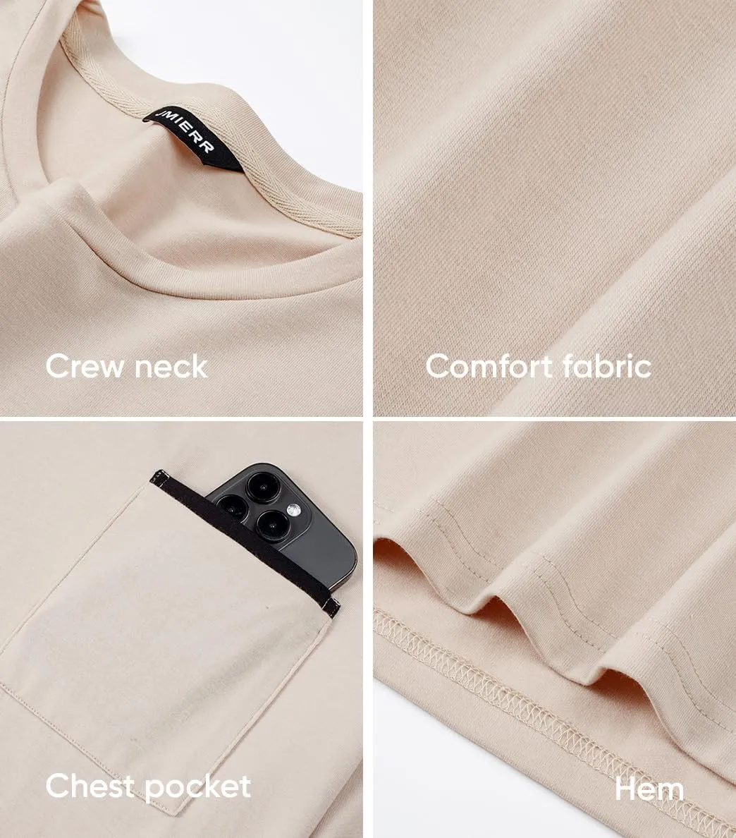 JMIERR Mens T-Shirt Cotton Crewneck Basic Tee Casual Short Sleeve Shirts Active Quick Dry 3 Pack Tops with Pocket