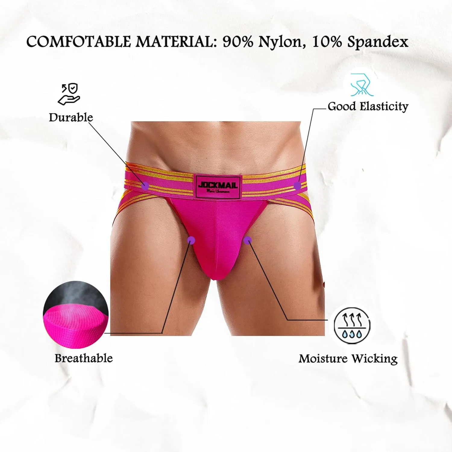 JOCKMAIL 5PCS/Pack Men Jockstrap Underwear Athletic Supporter Jockstrap Low Rise Men Briefs Jockstrap Sport Underwear