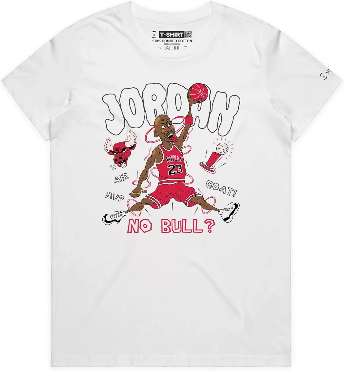 Jordan Premium T-Shirt Chicago Goat 23 High Graphic with Funny Cartoon Design Tee for Basketball Fans