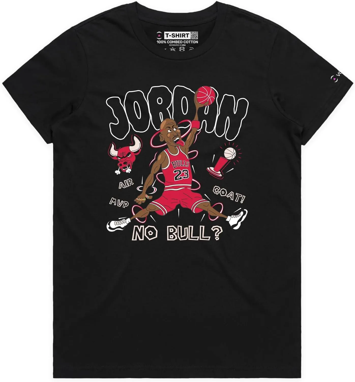 Jordan Premium T-Shirt Chicago Goat 23 High Graphic with Funny Cartoon Design Tee for Basketball Fans
