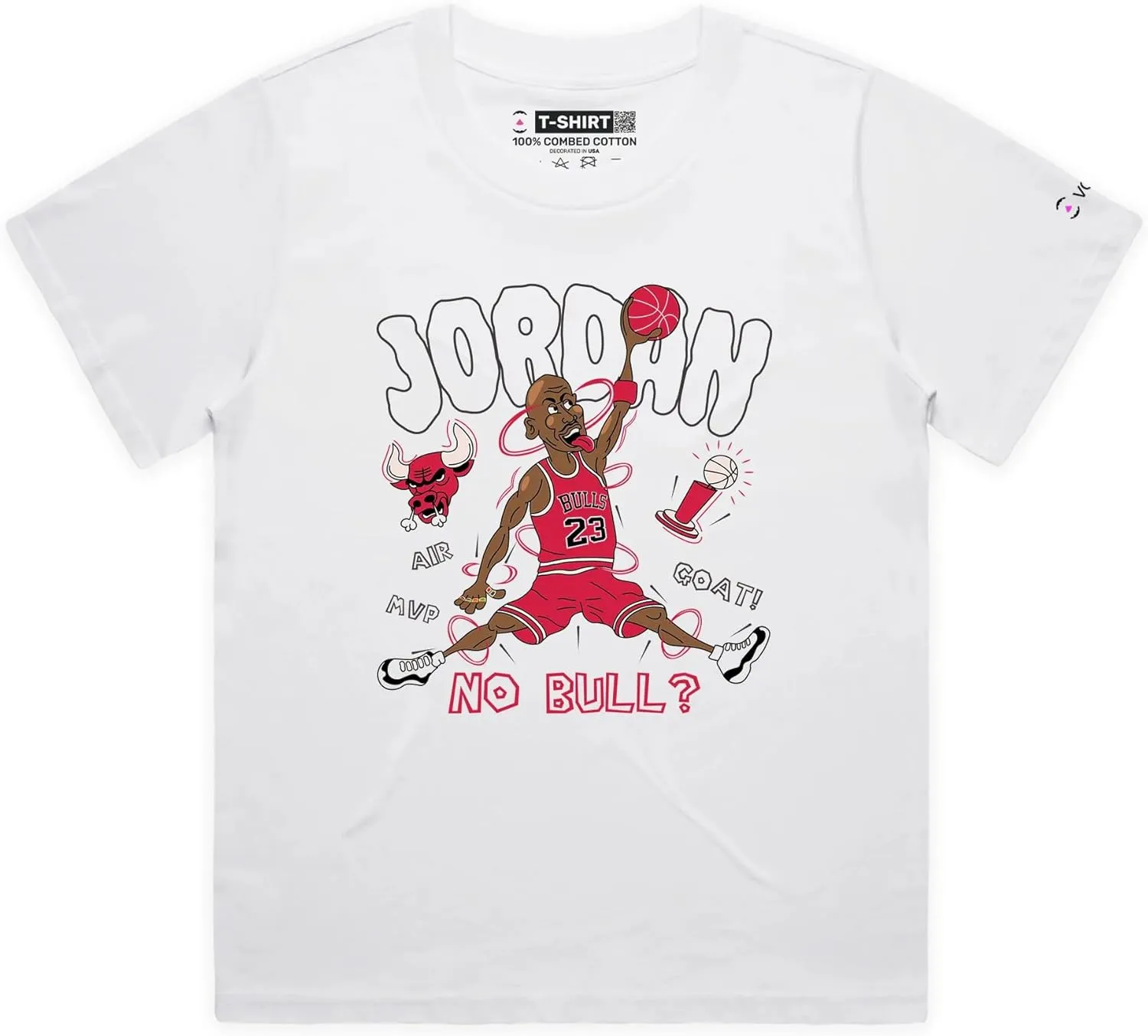 Jordan Premium T-Shirt Chicago Goat 23 High Graphic with Funny Cartoon Design Tee for Basketball Fans