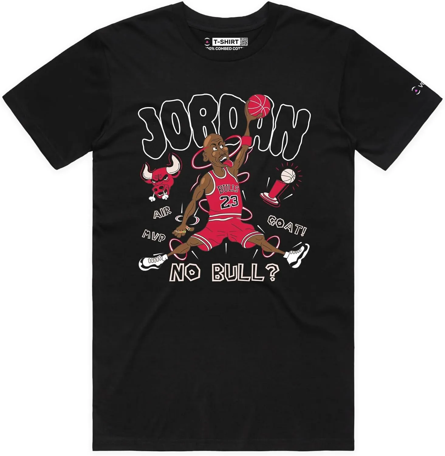 Jordan Premium T-Shirt Chicago Goat 23 High Graphic with Funny Cartoon Design Tee for Basketball Fans