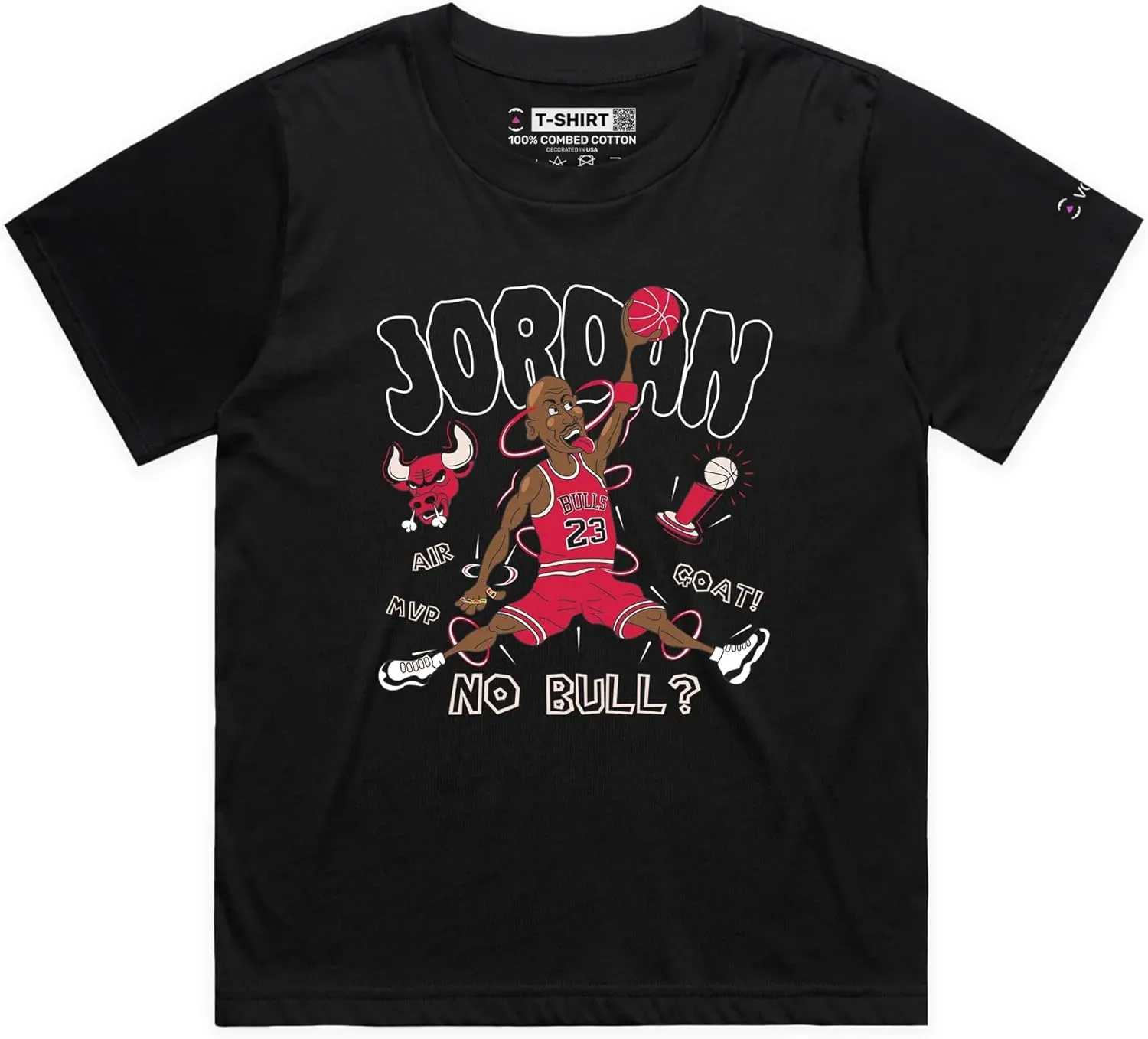 Jordan Premium T-Shirt Chicago Goat 23 High Graphic with Funny Cartoon Design Tee for Basketball Fans