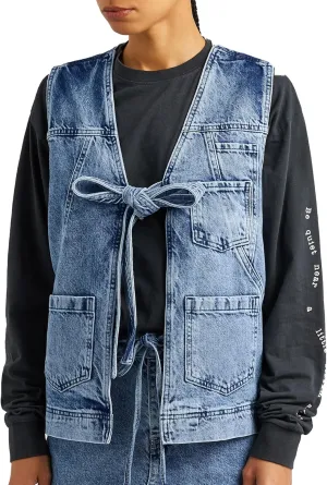 Kedera Women's Oversized Denim Vest Tie Front Jean Vest Top Sleeveless Denim Jacket Casual Lightweight Vest Trendy 2025