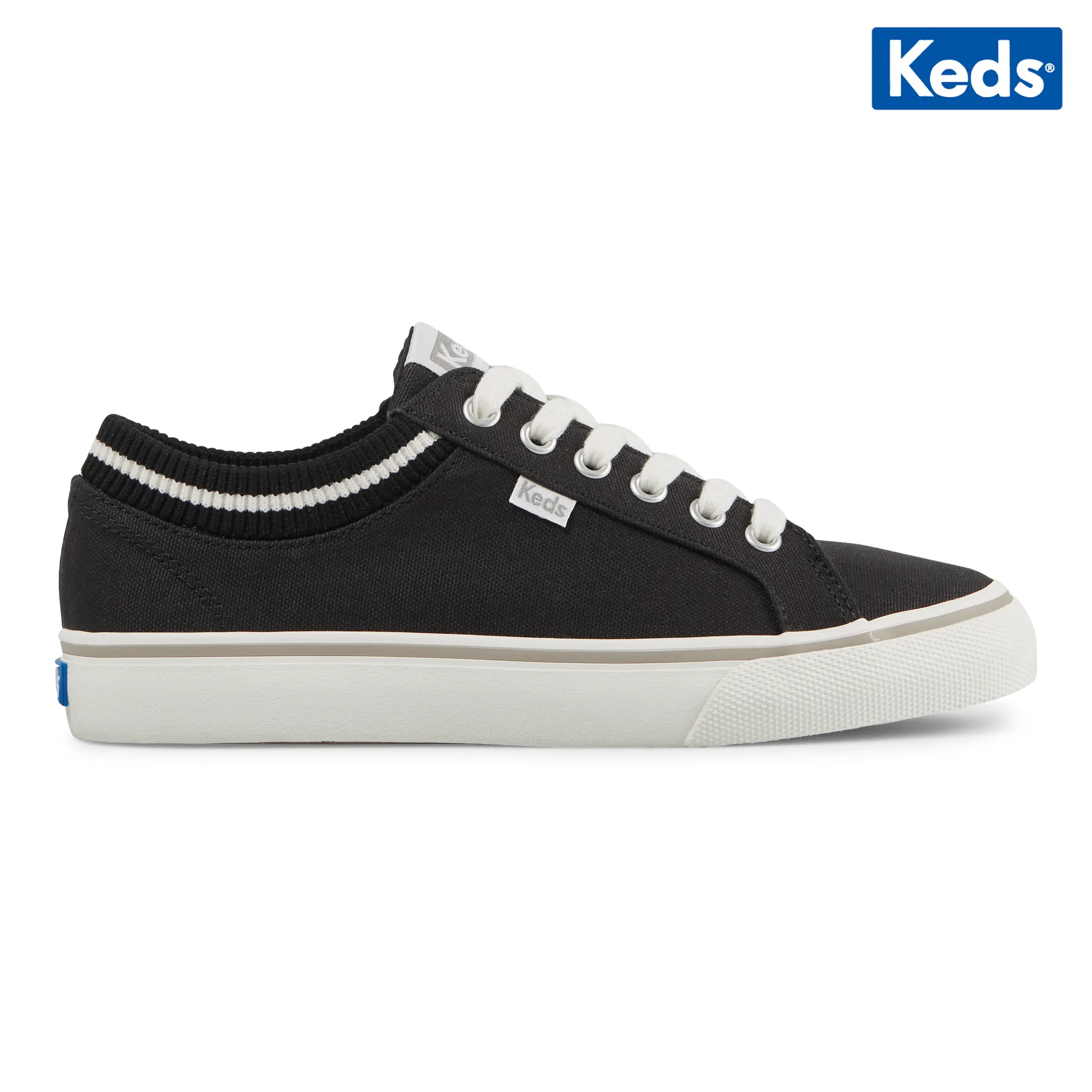 Keds Women's Jump Kick Rib Knit Collar Sneaker (Black) WF66678
