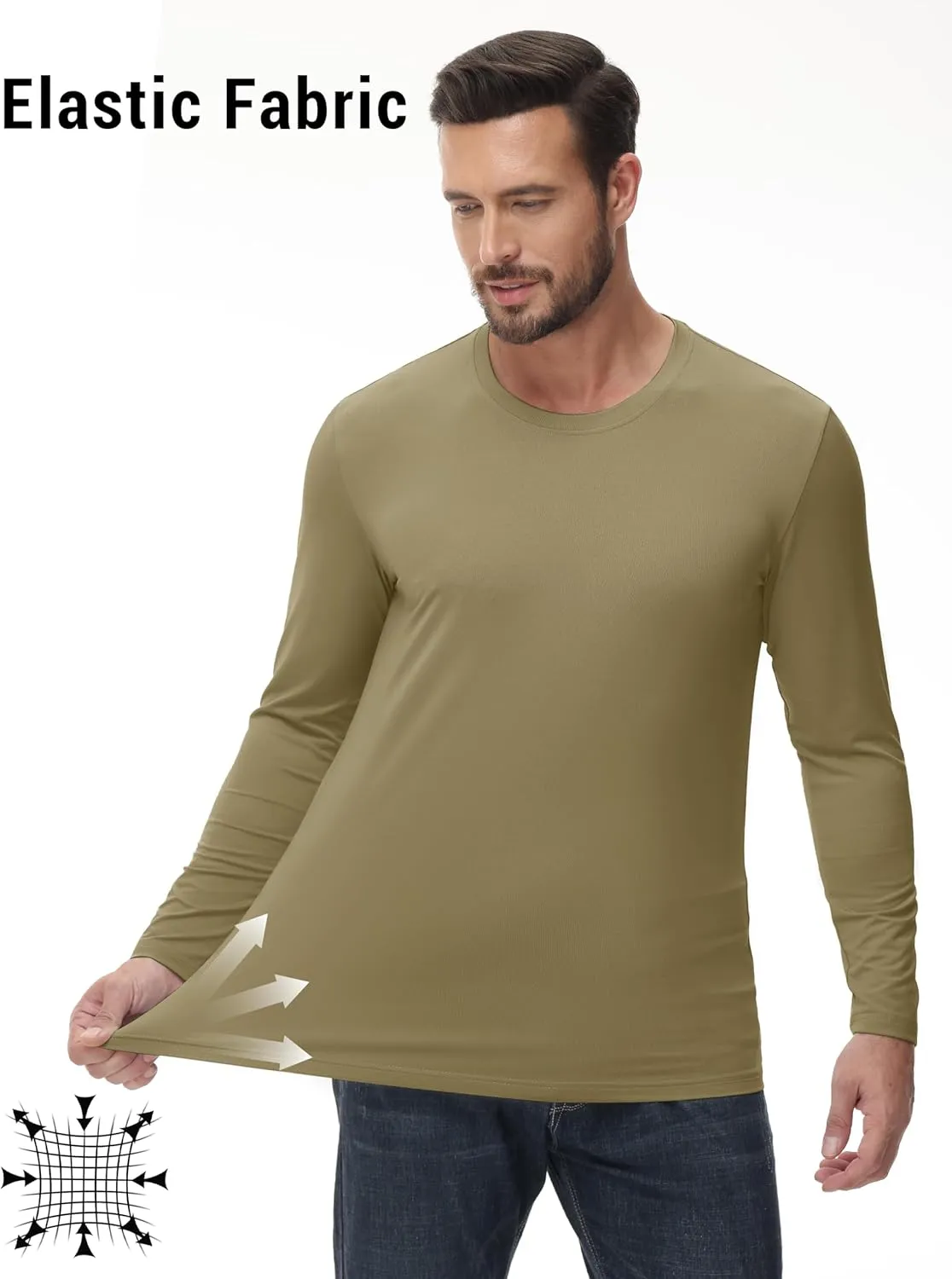 KEFITEVD Men's UPF 80  Sun Shirts Long Sleeve UV SPF Shirts Quick Dry Lightweight Rash Guard Polyester Swim T-Shirt