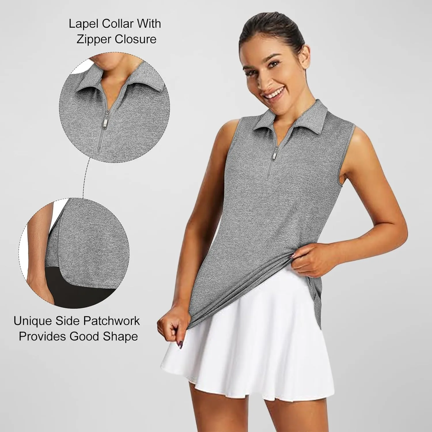 Koscacy Womens Golf Shirts Tank Tops for Women 2025 Loose Fit Sleeveless with Collar Yoga Athletic Running Shirts