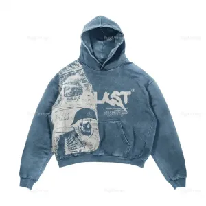 Lady Glams Streetwear Gothic Alphabet Blast Print Hoodie: Unleash Your Edgy Style
