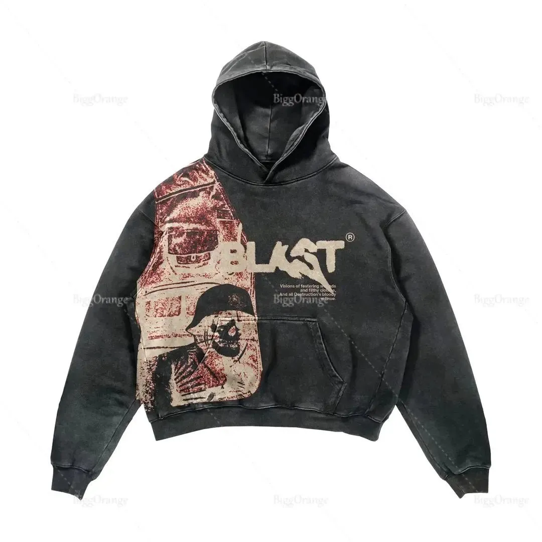 Lady Glams Streetwear Gothic Alphabet Blast Print Hoodie: Unleash Your Edgy Style