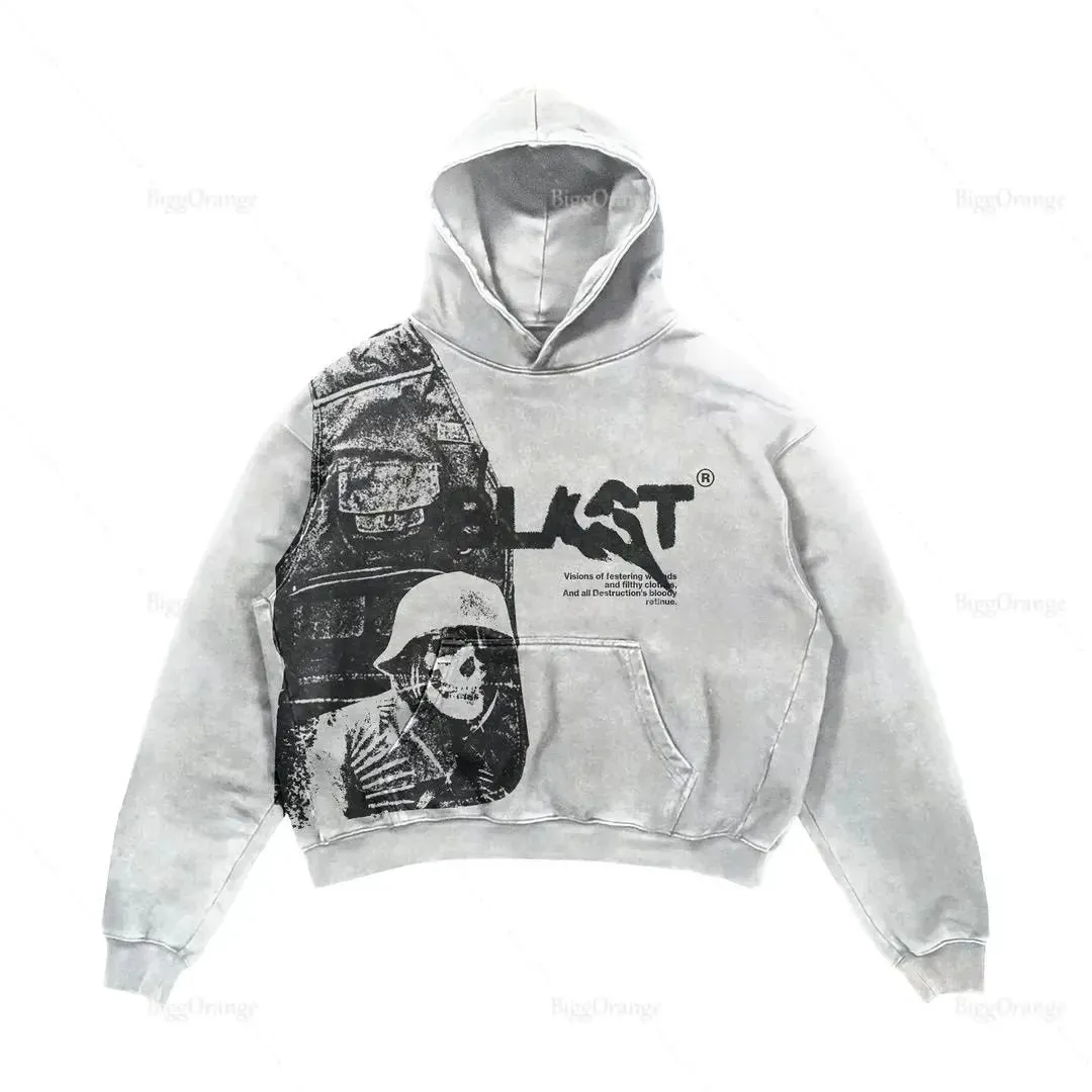 Lady Glams Streetwear Gothic Alphabet Blast Print Hoodie: Unleash Your Edgy Style