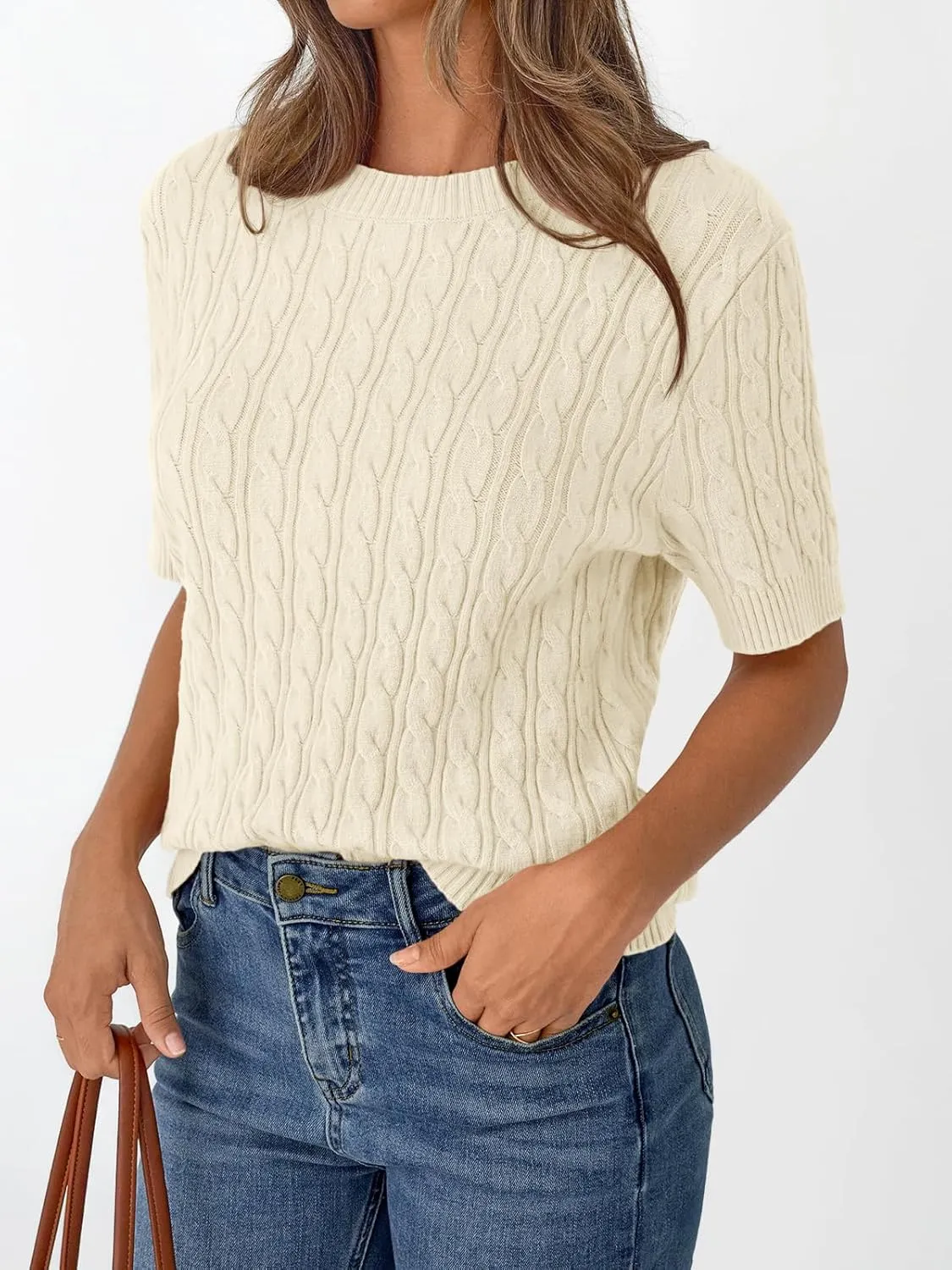 LILLUSORY Short Sleeve Sweater for Women Summer Business Casual Dressy Outfits Work Tops Lightweight Spring Blouses 2025