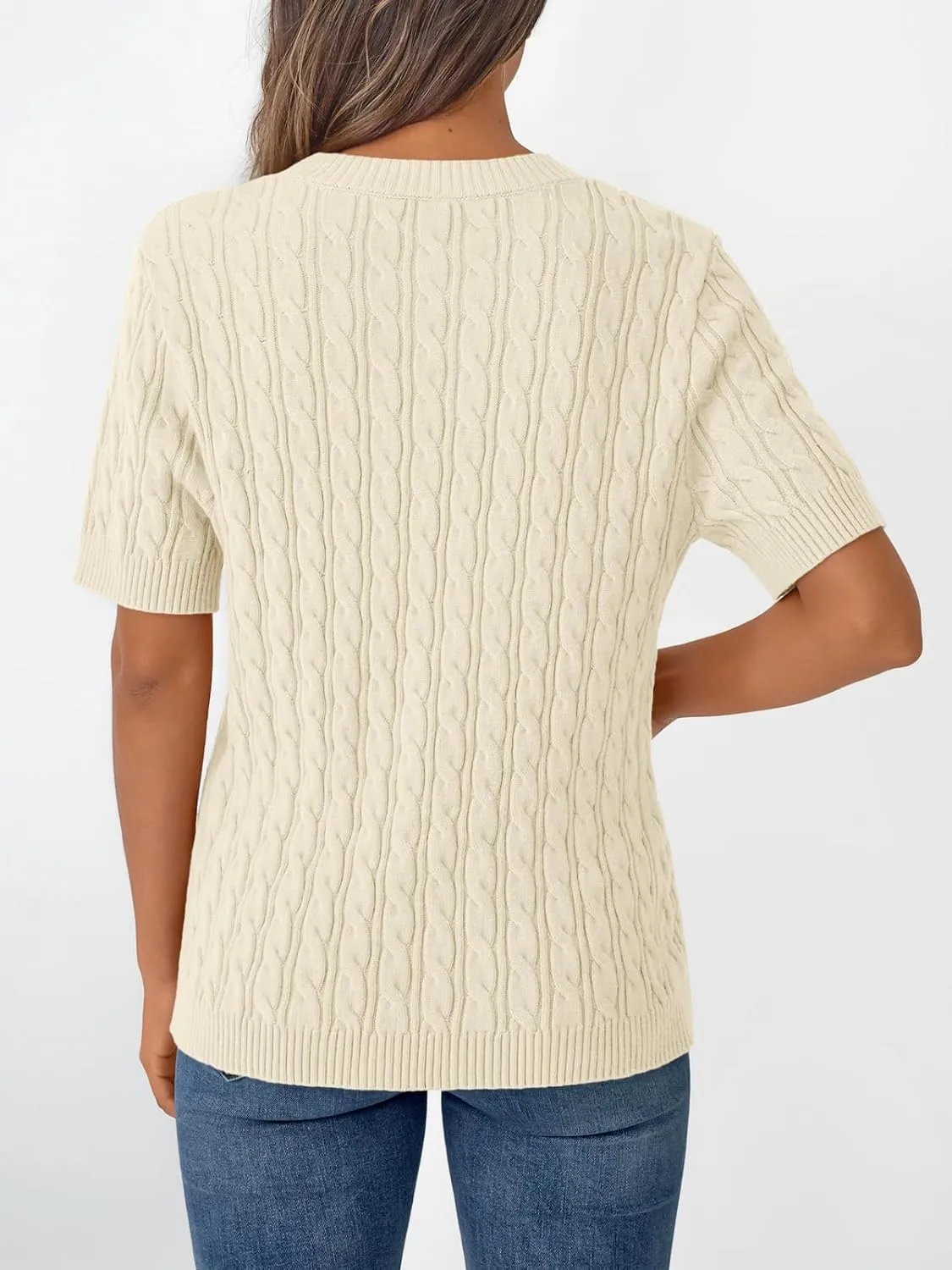LILLUSORY Short Sleeve Sweater for Women Summer Business Casual Dressy Outfits Work Tops Lightweight Spring Blouses 2025