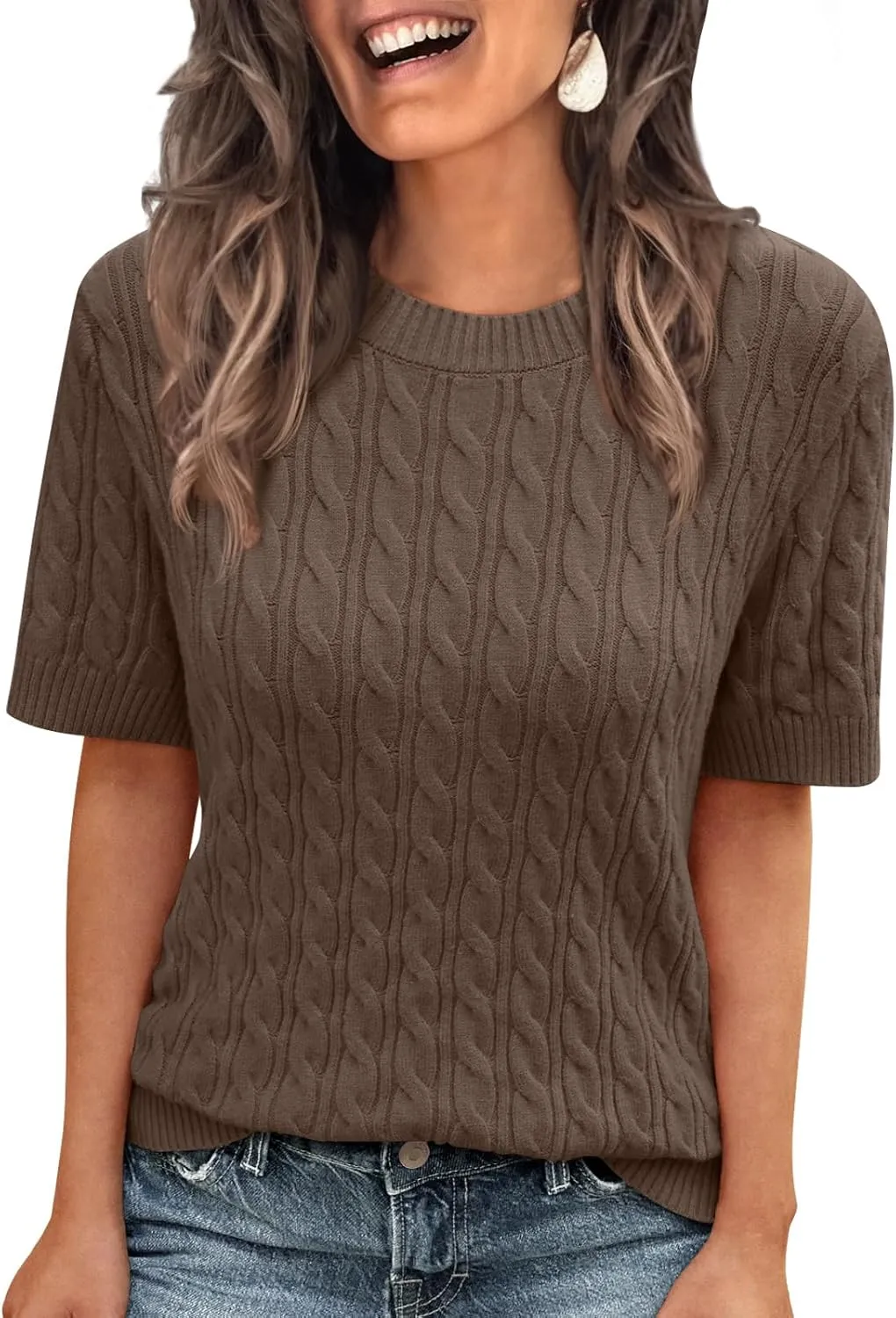 LILLUSORY Short Sleeve Sweater for Women Summer Business Casual Dressy Outfits Work Tops Lightweight Spring Blouses 2025