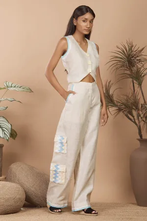 Linen Cream Top & Cargo Pants
