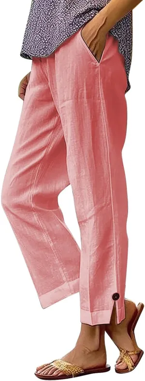 Linen Pants Women 2025 Summer Casual Loose Wide Leg Palazzo Pants Spring High Waist Beach Vacation Outfits for Women
