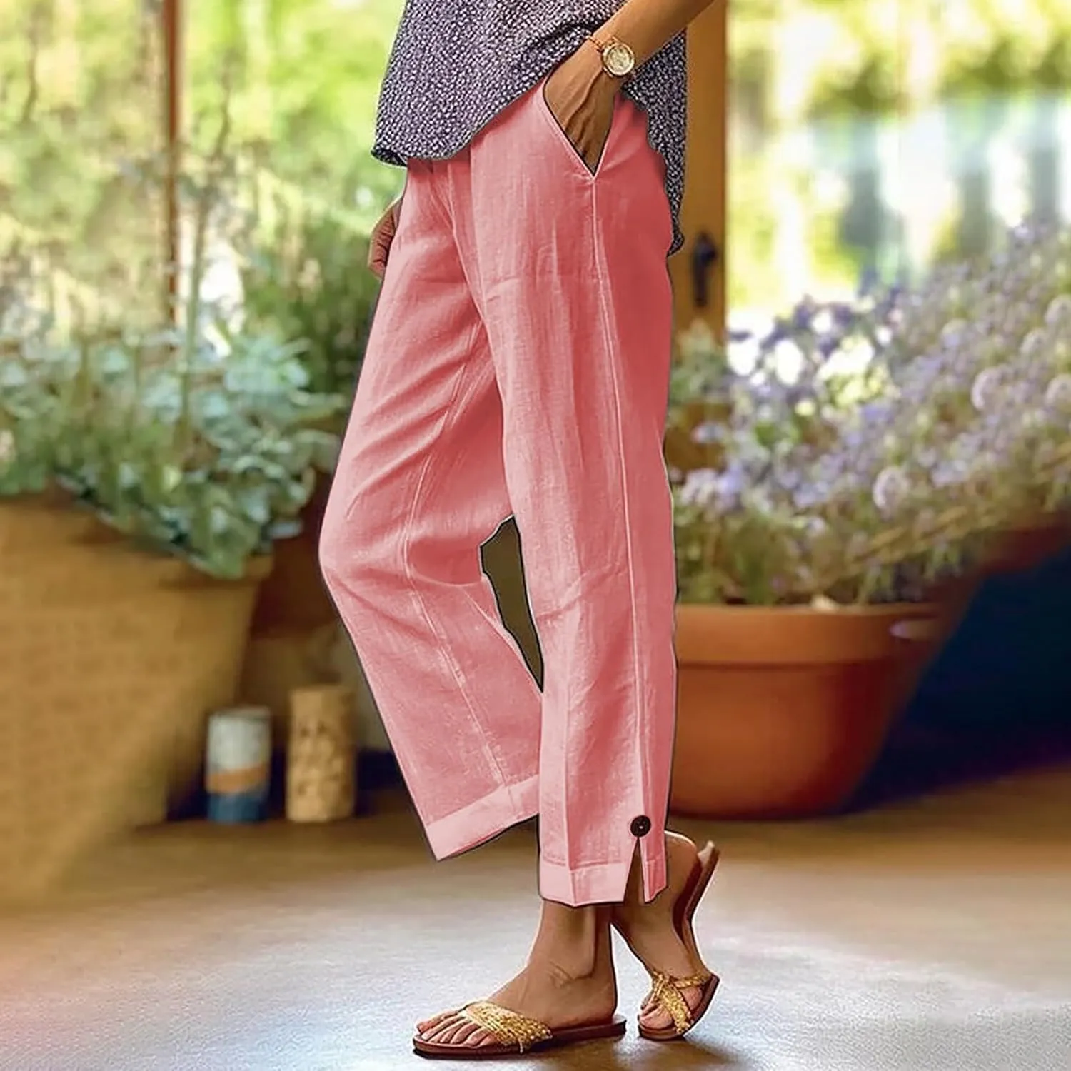 Linen Pants Women 2025 Summer Casual Loose Wide Leg Palazzo Pants Spring High Waist Beach Vacation Outfits for Women
