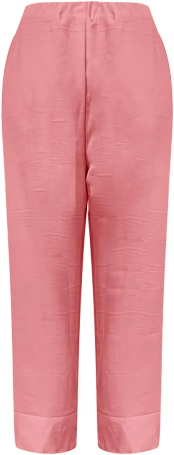 Linen Pants Women 2025 Summer Casual Loose Wide Leg Palazzo Pants Spring High Waist Beach Vacation Outfits for Women