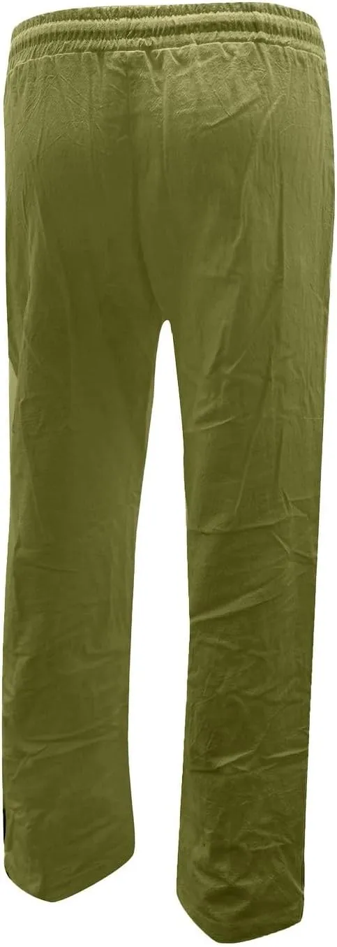 Linen Pants Women Summer 2025 Lightweight Casual High Waisted Pant Drawstring Loose Fit Trousers with Pockets